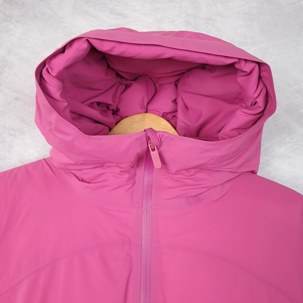 Lululemon Down Puffer Jacket Womens 8 Pink Hooded Sleet Street Coat Full Zip - Picture 2 of 16